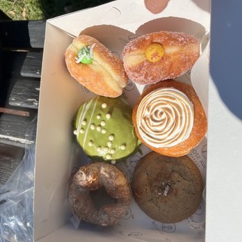 Rose Ave Bakery - Clockwise: pandan passion calamansi doughnuts, banana cinnamon cookie, Asian pear amann, matcha white chocolate doughnut. - Bakeries Near Me - Washington, DC, District of Columbia Rose Ave Bakery - Clockwise: pandan passion calamansi doughnuts, banana cinnamon cookie, Asian pear amann, matcha white chocolate doughnut. - Bakeries Near Me - Washington, DC, District of Columbia