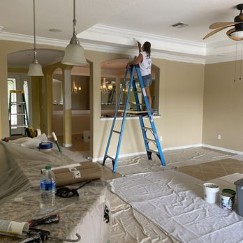 Custom Painting by Lisa C - Here we are working on a complete interior repaint in Gran Paradiso from top to bottom. - Painters Near Me Custom Painting by Lisa C - Here we are working on a complete interior repaint in Gran Paradiso from top to bottom. - Painters Near Me