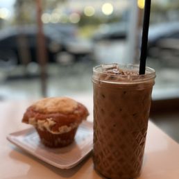 Coconut mocha (seasonal) and strawberry cream cheese muffin Coconut mocha (seasonal) and strawberry cream cheese muffin