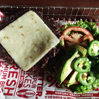 Smashburger - avocado black bean burger (w/o ranch, added jalapeños, and their chipotle sauce) - Burgers Near Me - El Paso, Texas Smashburger - avocado black bean burger (w/o ranch, added jalapeños, and their chipotle sauce) - Burgers Near Me - El Paso, Texas