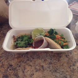El Bolson - Carnitas and pollo tacos. $1.25 each