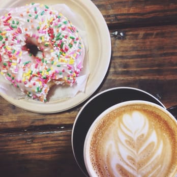 Lift Coffee Roasters - Latte and sprinkle donut! - Coffee & Tea Near Me - Riverside, California
