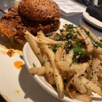 Yard House - Nashville Hot Chicken Sandwich and Truffle fries - Bars Near Me - Glendale, Arizona Yard House - Nashville Hot Chicken Sandwich and Truffle fries - Bars Near Me - Glendale, Arizona