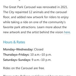 Great Park Carousel: Operationa Hours Great Park Carousel: Operationa Hours
