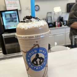 Your Way Nutrition - Peanut butter Oreo cheesecake protein shake with the works!