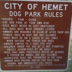 City Of Hemet Oltman Dog Park Rules