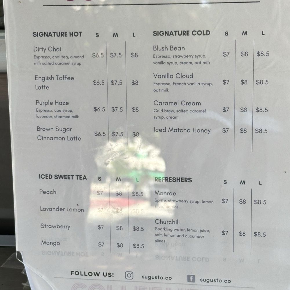 Sugusto - Drink menu - Sandwiches Near Me - Arlington, Virginia Sugusto - Drink menu - Sandwiches Near Me - Arlington, Virginia