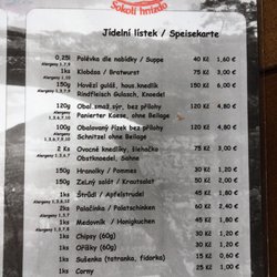 Sokolí hnízdo - Menu