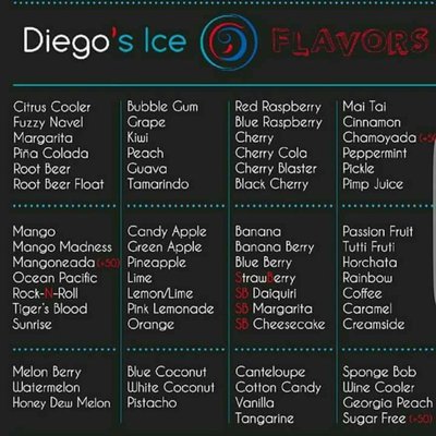 Menu photo 3 Diego's Ice El Paso, TX