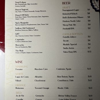 Masquerade - Drinks menu - Cocktail Bars Near Me - Brooklyn, New York