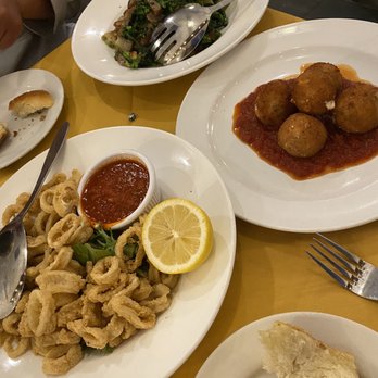Cucina Calandra - Calamari Fritti, arancini (Rice Balls), Broccoli Rabe , Sliced Sausage & Roasted Potatoes - Italian Near Me - Fairfield, New Jersey