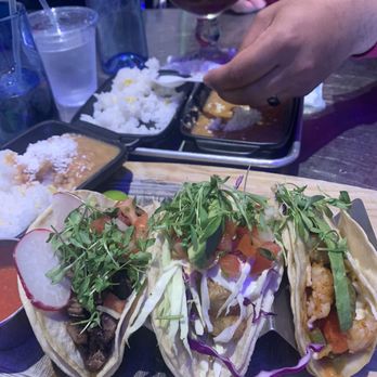 Culichis Urban Kitchen - Taco Trio - Tacos gobernador, Taco de asada, and fried fish taco. - Sushi Bars Near Me - Gilroy, California Culichis Urban Kitchen - Taco Trio - Tacos gobernador, Taco de asada, and fried fish taco. - Sushi Bars Near Me - Gilroy, California