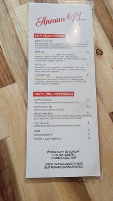 Menu photo 7 Annam VL Portland, OR