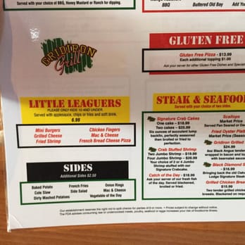 Gridiron Grill - a menu for a restaurant - Sports Bars Near Me - Callaway, Maryland