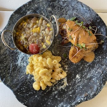 Hook & Barrel - Crab stuffed flounder with succotash and Mac and cheese - Seafood Near Me - Myrtle Beach, South Carolina