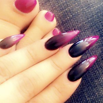 Ivy Nails & Spa - Black n Purple Ombré stiletto nails with matching pedi :) - Nail Salons Near Me - Puyallup, Washington Ivy Nails & Spa - Black n Purple Ombré stiletto nails with matching pedi :) - Nail Salons Near Me - Puyallup, Washington