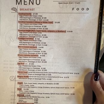 Blue House Bakery & Cafe - Part if the menu on 10.4.2025 - Coffee & Tea Near Me - Carlsbad, New Mexico