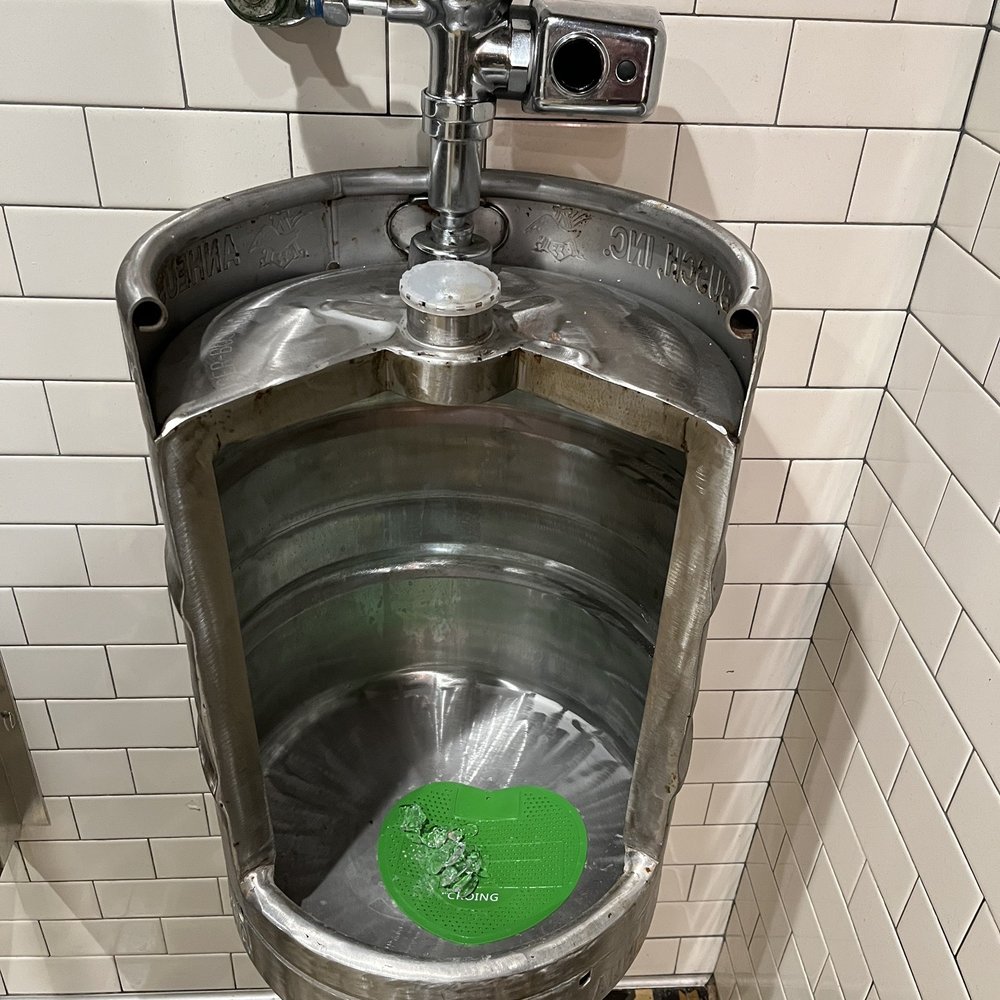 Barney's Beanery - Detail of a beer keg urinal. - Breakfast & Brunch Near Me - Santa Monica, California