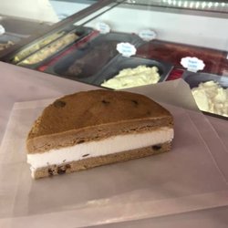 Mixed Desserts - The Ice Cream Doughwich! Made with Chocolate Chip cookie dough and creamy vanilla ice cream.