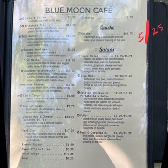 Blue Moon Cafe - The menu of appetizers, sides, some of the salads, and a solitary quiche! (May 2025) - Cafes Near Me - Shepherdstown, West Virginia Blue Moon Cafe - The menu of appetizers, sides, some of the salads, and a solitary quiche! (May 2025) - Cafes Near Me - Shepherdstown, West Virginia