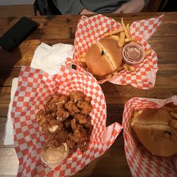 The Mega Melt - Cheese Curds, Cheesy Fry Burger and cheese burger