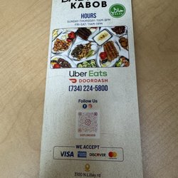Take out menu.