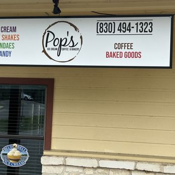 Pops Ice Cream & Coffee - Front door with signage - Desserts Near Me - La Vernia, Texas Pops Ice Cream & Coffee - Front door with signage - Desserts Near Me - La Vernia, Texas