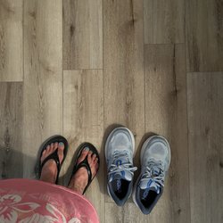 Island Feet - My shoes and my husband's shoes.