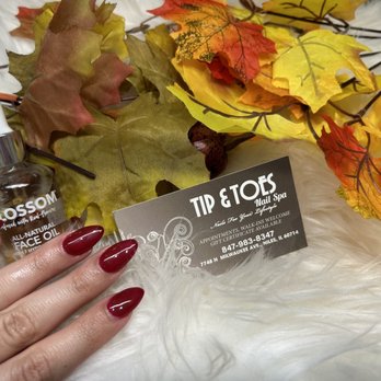 Tips & Toes Nails Spa - Almond shape acrylic w/ gel - Nail Salons Near Me - Niles, Illinois Tips & Toes Nails Spa - Almond shape acrylic w/ gel - Nail Salons Near Me - Niles, Illinois