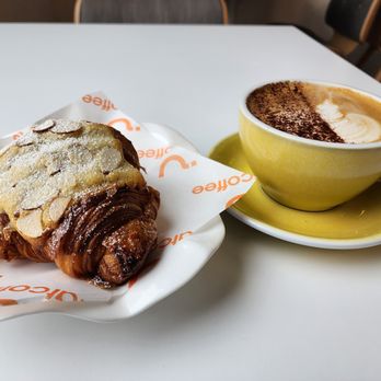 WhatCoffee - Almond croissant and mocha - Cafes Near Me - Santa Clara, California