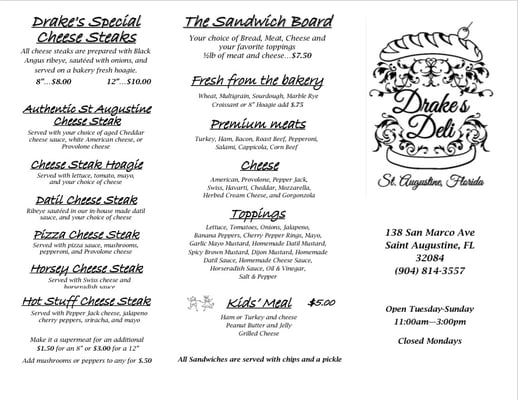 Menu photo 7 Drake's Deli Saint Augustine, FL Menu photo 7 Drake's Deli Saint Augustine, FL