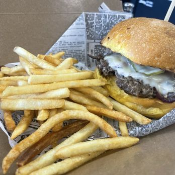 The California BakeHouse - Smashed burger with provolone cheese in brioche bun, and French fries. Delicious! - Bakeries Near Me - Artesia, California The California BakeHouse - Smashed burger with provolone cheese in brioche bun, and French fries. Delicious! - Bakeries Near Me - Artesia, California