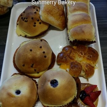 Sunmerry Bakery - Our pastries haul: Chocolate Chip/Blueberry Custard Buns, Brioche Bread, Ham/Cheese, Parmesan Pastry & Strawberry Danish pastry. - Bakeries Near Me - Temple City, California