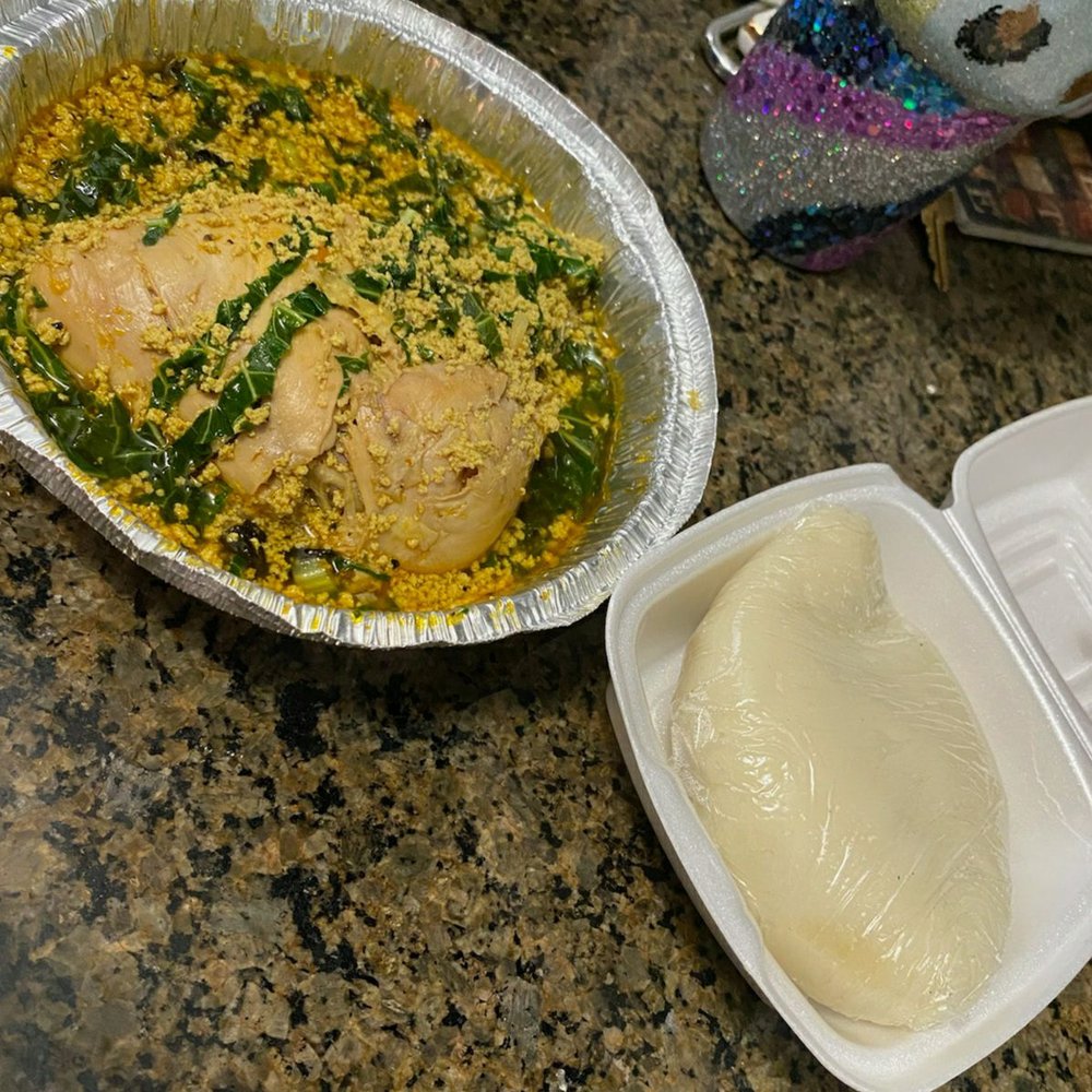 Fufu and Egusi soup with chicken Fufu and Egusi soup with chicken