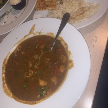 Monty’s Lighthouse - Gumbo with bread and rice (bread=delicious) - Sports Bars Near Me - Montgomery, Texas