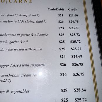 Mama Mia 44SW - Menu that differentiates cash and credit card payments - Seafood Near Me - New York, New York Mama Mia 44SW - Menu that differentiates cash and credit card payments - Seafood Near Me - New York, New York