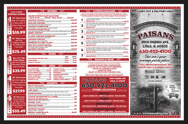Menu photo 6 Paisans Pizzeria Lisle, IL