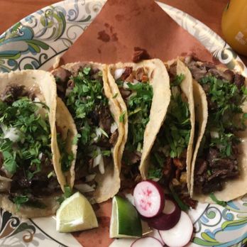 Taco House - Cabeza, lengua, al pastor x2, and bistec - Mexican Near Me - New Brunswick, New Jersey