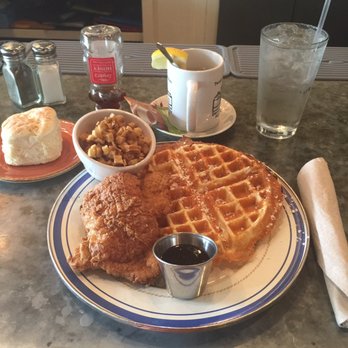 Rising Son - Chicken and Waffles with a side of hash browns - Southern Near Me - Avondale Estates, Georgia Rising Son - Chicken and Waffles with a side of hash browns - Southern Near Me - Avondale Estates, Georgia