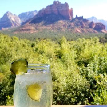 Hideaway House - My Elderflower Cucumber Spritzer catching some sun. - Pizza Near Me - Sedona, Arizona Hideaway House - My Elderflower Cucumber Spritzer catching some sun. - Pizza Near Me - Sedona, Arizona