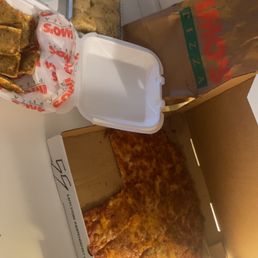 The pizza was delicious as were the raviolis and bread bites.