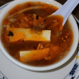 Lots of chili oil in my hot n sour soup! Lots of chili oil in my hot n sour soup!