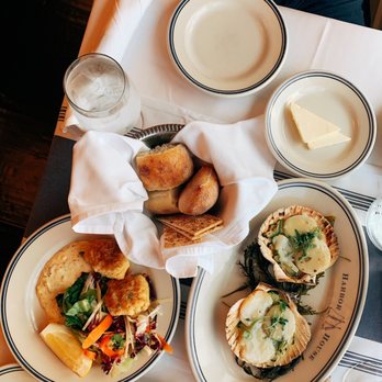 Harbor House - Cod Cakes (Newport, RI) Broiled Sea Scallops - Seafood Near Me - Milwaukee, Wisconsin
