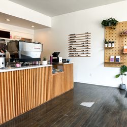 Chingu Coffee - Interior near the front door, looking at the coffee bar.