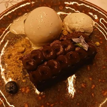 Tzeva - Chocolate torte with five spice mousse and coffee ice cream - Modern European Near Me - Sarasota, Florida
