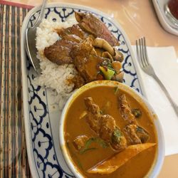 Thai Kitchen - Kang Panang Red curry mushrooms eggplant bell peppers sweet basil beef