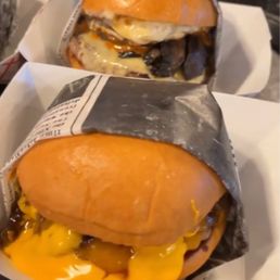 Burger with mushroom and cheddar burger. Burger with mushroom and cheddar burger.