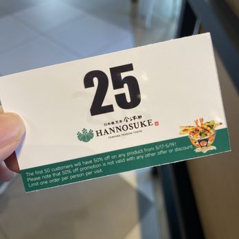 Kaneko Hannosuke - Number given out to the first 50 customers during the grand opening promotion. 50% off. - Japanese Near Me - Burnaby, British Columbia Kaneko Hannosuke - Number given out to the first 50 customers during the grand opening promotion. 50% off. - Japanese Near Me - Burnaby, British Columbia