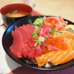 One World Market - B34 Tuna & Salmon over rice $12.95. Best ever!