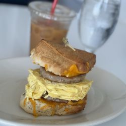 Debbie on the Levee - Breakfast sandwich with sausage